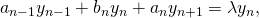 a_{n-1}y_{n-1}+b_{n}y_{n}+a_{n}y_{n+1}=\lambda y_{n},