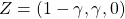 Z=(1-\gamma,\gamma,0)