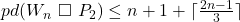 pd(W_n\ \square\ P_2)\leq n+1+\lceil\frac{2n-1}{3}\rceil