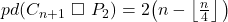 pd(C_{n+1}\ \square\ P_2)= 2\big(n-\left\lfloor \frac{n}{4}\right\rfloor\big)