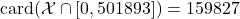 {\rm card}({\mathcal X} \cap [0,501893])=159827