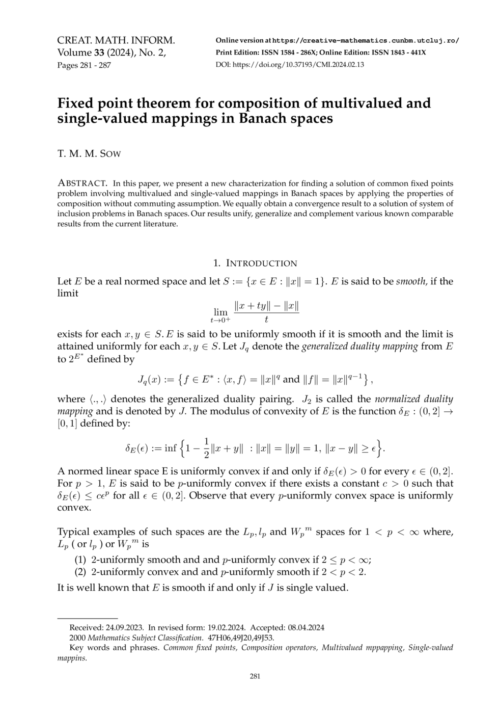 » Fixed point theorem for composition of multivalued and single-valued ...