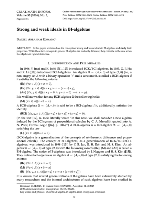» Strong and weak ideals in BI-algebras