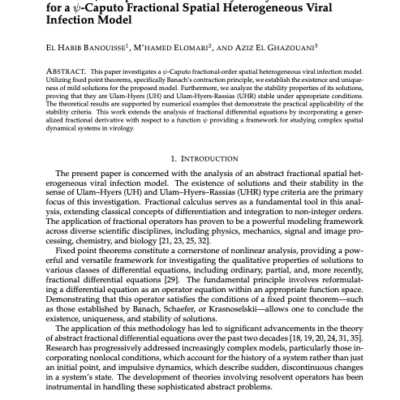 Existence, Uniqueness and Stability Analysis of Solutions for a ψ-Caputo Fractional Spatial Heterogeneous Viral Infection Model