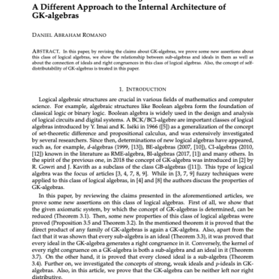 Some New Results on GK-algebras. A Different Approach to the Internal Architecture of GK-algebras