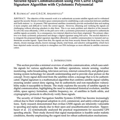 Secured Space Communication using Pell Curve Digital Signature Algorithm with Cyclotomic Polynomial